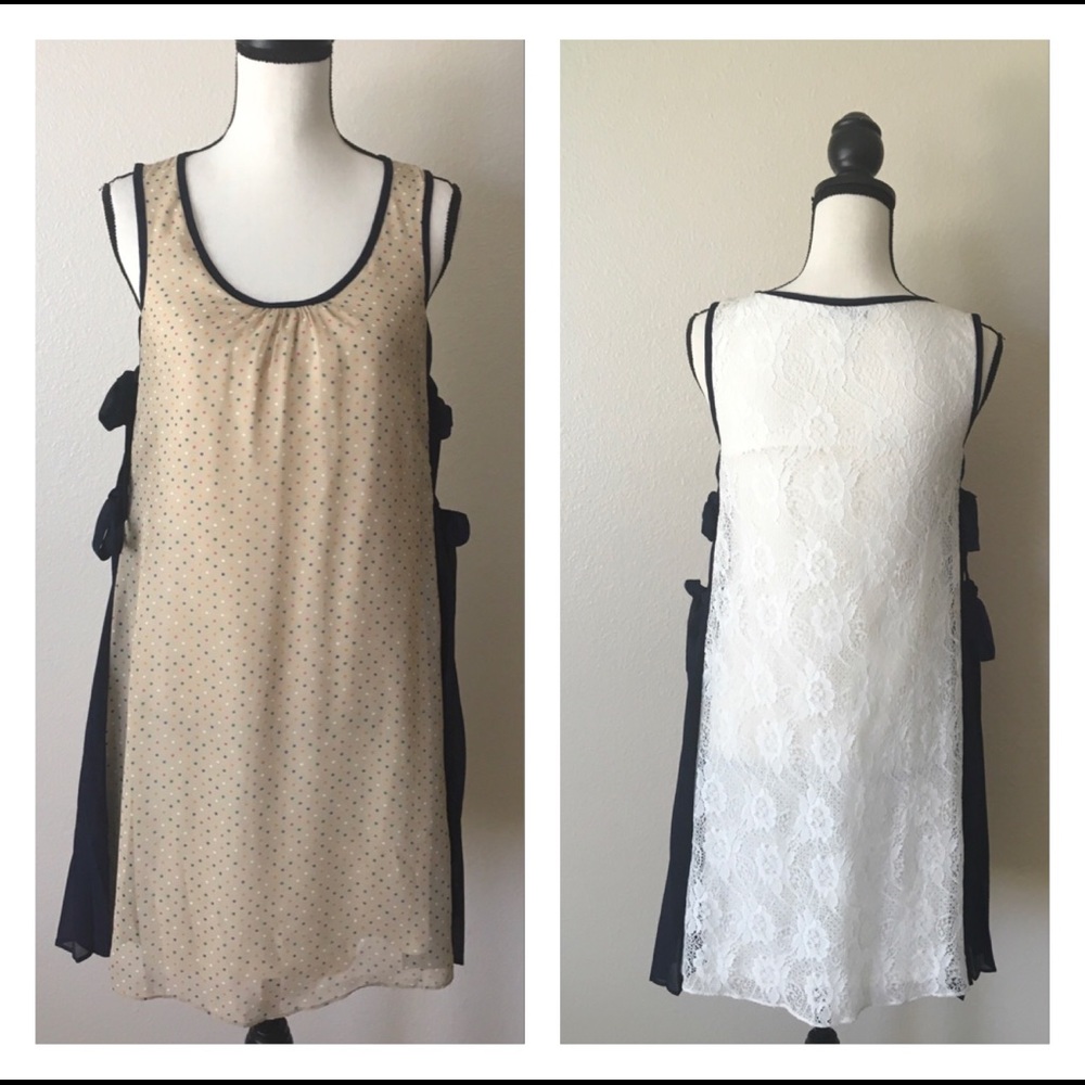 Final Sale Ryu Polka Dot/ Crochet/ Pleated  New Dres